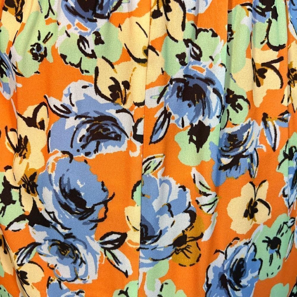 19 Cooper KEYHOLE RUFFLE MIDI DRESS IN CORAL FLORAL Size XS - Picture 15 of 16